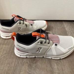 On Cloud Sky Kids' White and Orange Sneakers Size 6Y